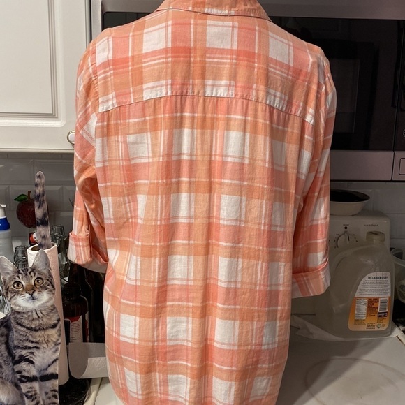 F womens Coral Bay casual button up 3/4 sleeve plus size shirt size 1X - Picture 2 of 3